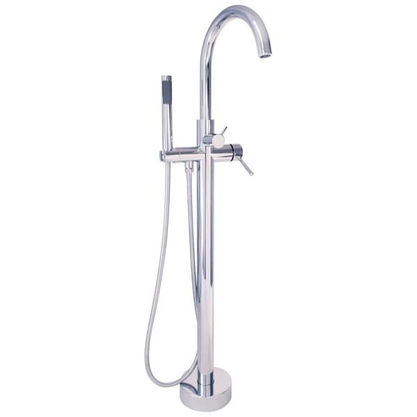 Westbrass Floor Mount Freestanding Bathtub Filler Faucet with Handheld Shower, Polished Chrome DF02043-26 - main